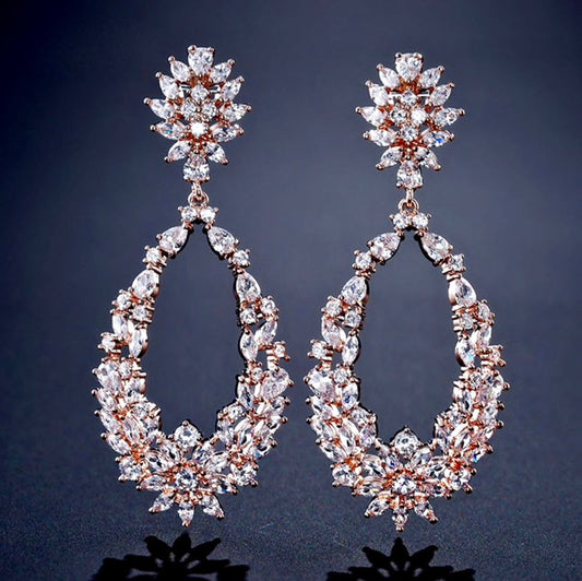April - Cubic Zirconia Bridal Earrings - Available in Silver and Rose Gold