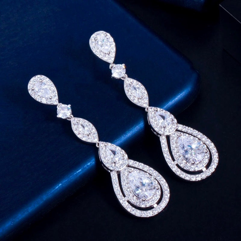 Amalfi - Cubic Zirconia Bridal Earrings - Available in Silver, Rose Gold and Yellow Gold