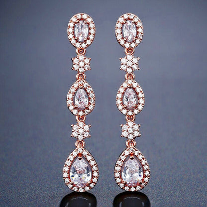 "Tiana" - Cubic Zirconia Bridal Earrings - Available in Silver, Rose Gold and Yellow Gold