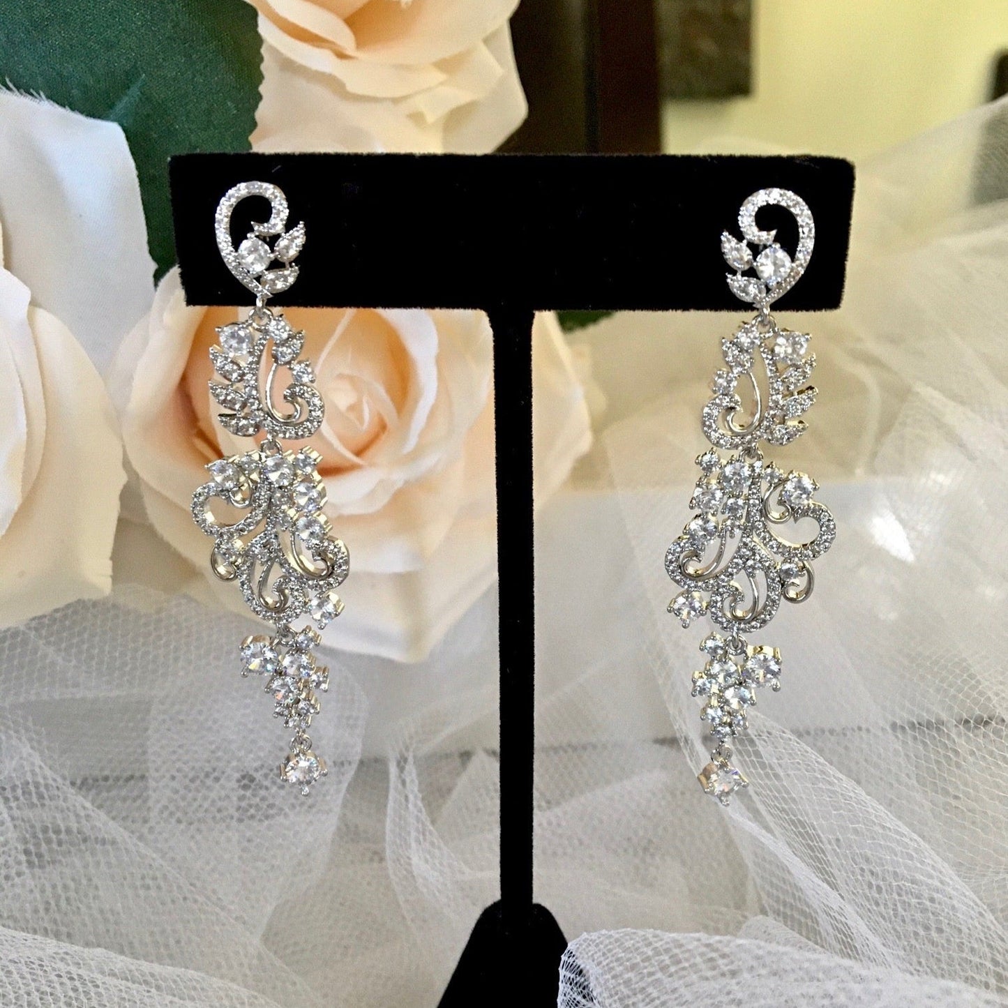 Kamea - Silver Cubic Zirconia Bridal Earrings