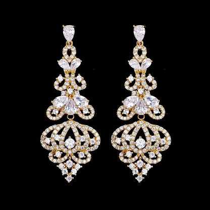 Elora - Cubic Zirconia Bridal Earrings - Available in Rose Gold, Silver and Yellow Gold
