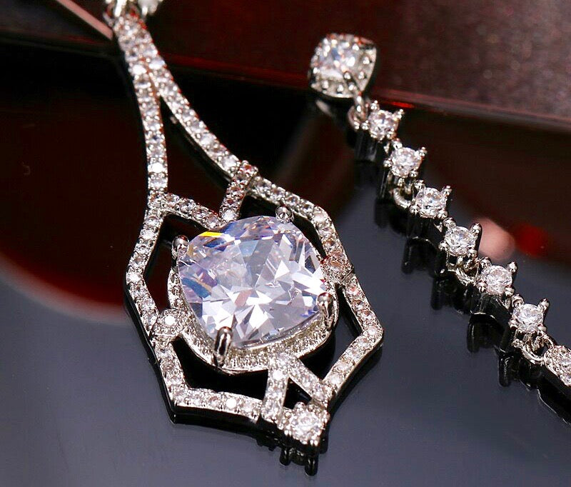 Casey - Silver Cubic Zirconia Bridal Earrings