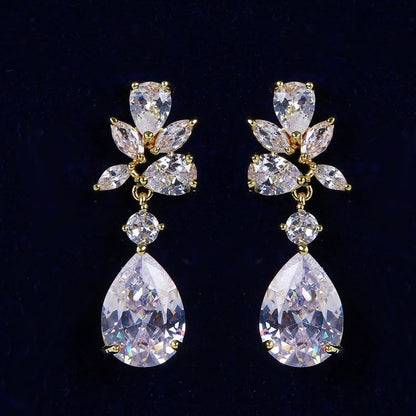 Jessica - Cubic Zirconia Bridal Earrings - Available in Silver, Rose Gold and Yellow Gold