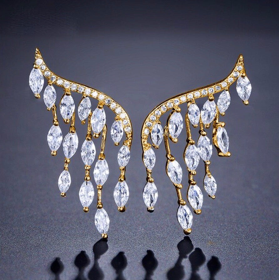 "Caroline" - Cubic Zirconia Bridal Earrings - Available in Silver, Rose Gold and Yellow Gold