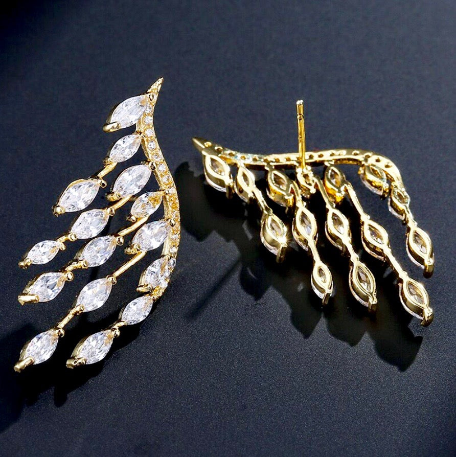 "Caroline" - Cubic Zirconia Bridal Earrings - Available in Silver, Rose Gold and Yellow Gold