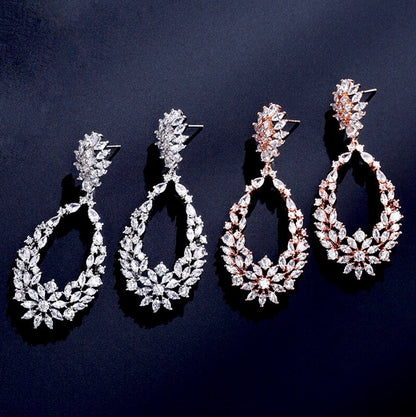 April - Cubic Zirconia Bridal Earrings - Available in Silver and Rose Gold