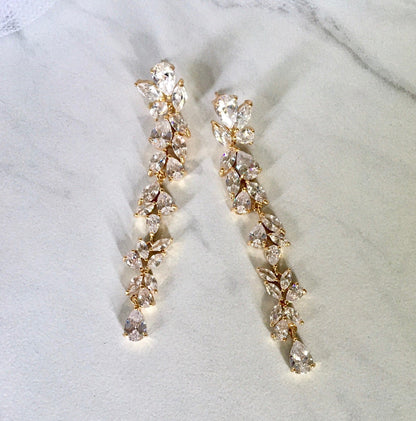 Magdalene - Cubic Zirconia Bridal Earrings - Available in Silver, Rose Gold and Yellow Gold