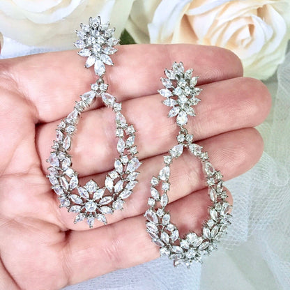 April - Cubic Zirconia Bridal Earrings - Available in Silver and Rose Gold
