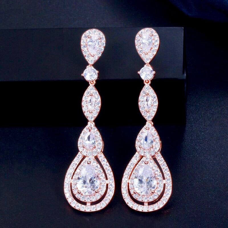 Amalfi - Cubic Zirconia Bridal Earrings - Available in Silver, Rose Gold and Yellow Gold