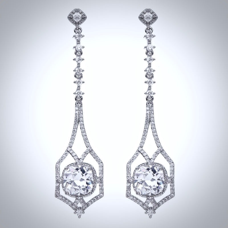 Casey - Silver Cubic Zirconia Bridal Earrings
