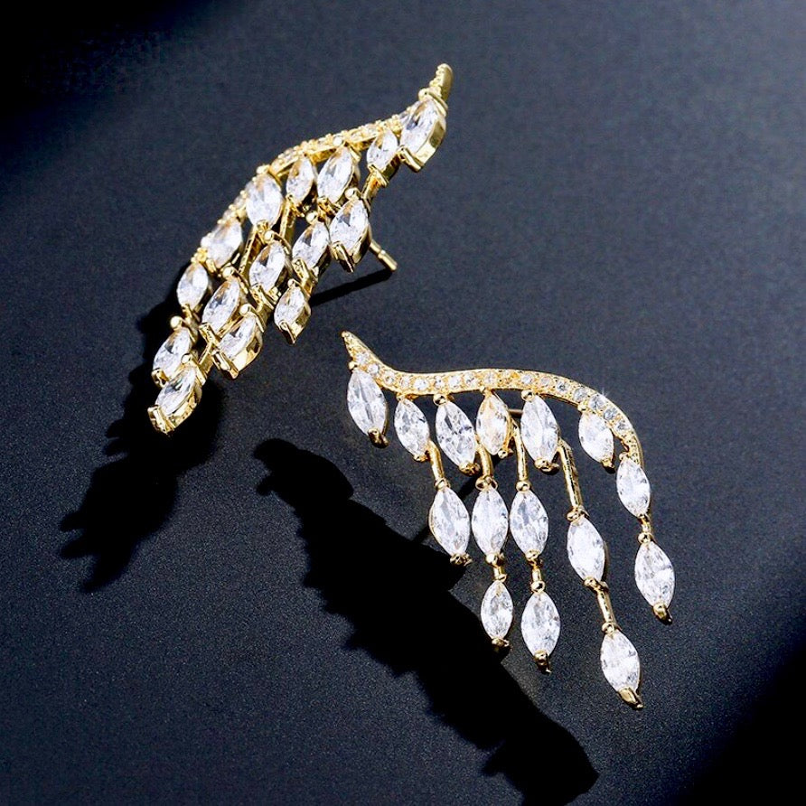 "Caroline" - Cubic Zirconia Bridal Earrings - Available in Silver, Rose Gold and Yellow Gold