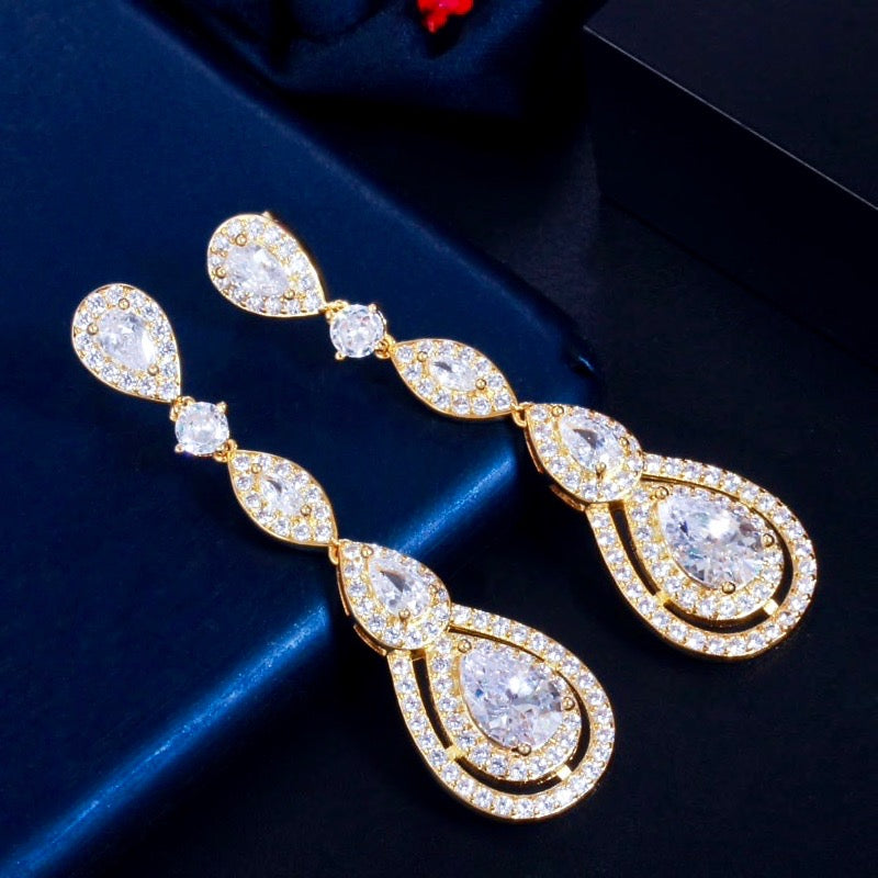 Amalfi - Cubic Zirconia Bridal Earrings - Available in Silver, Rose Gold and Yellow Gold
