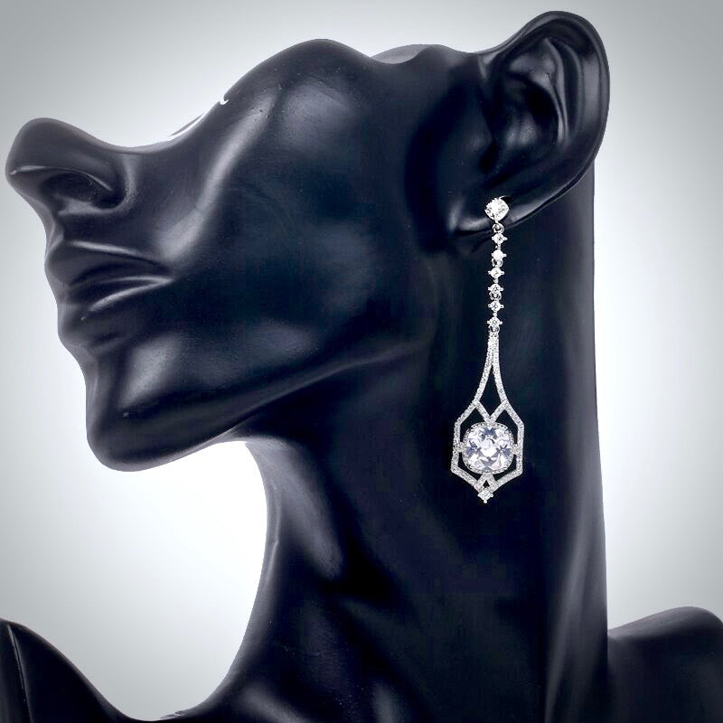 Casey - Silver Cubic Zirconia Bridal Earrings
