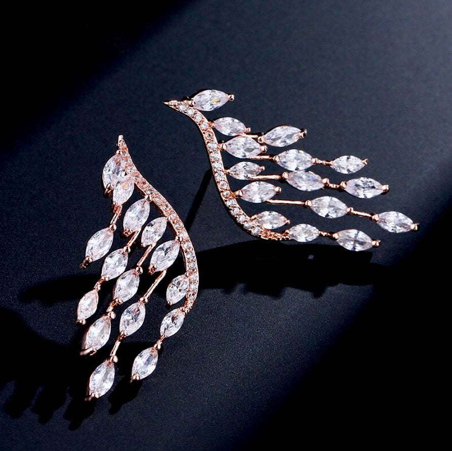 "Caroline" - Cubic Zirconia Bridal Earrings - Available in Silver, Rose Gold and Yellow Gold