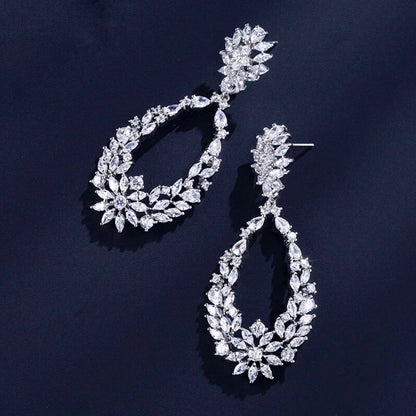 April - Cubic Zirconia Bridal Earrings - Available in Silver and Rose Gold