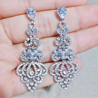Elora - Cubic Zirconia Bridal Earrings - Available in Rose Gold, Silver and Yellow Gold