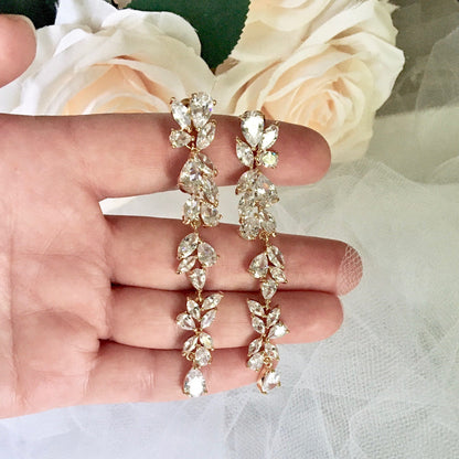 Magdalene - Cubic Zirconia Bridal Earrings - Available in Silver, Rose Gold and Yellow Gold