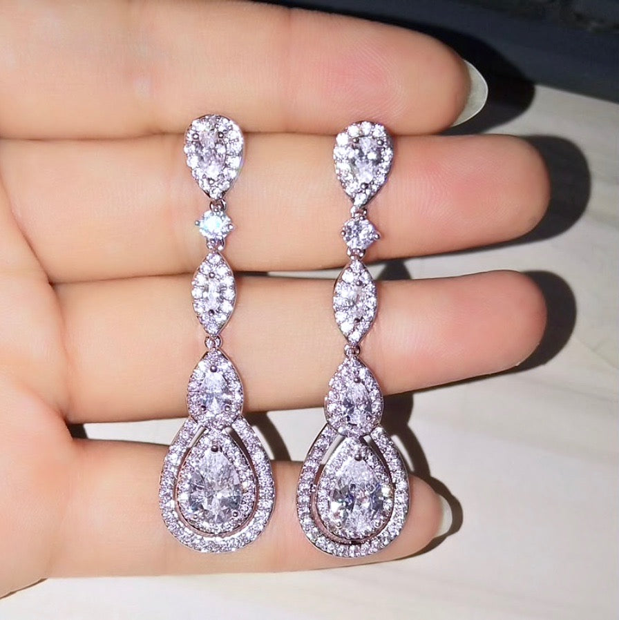 Amalfi - Cubic Zirconia Bridal Earrings - Available in Silver, Rose Gold and Yellow Gold