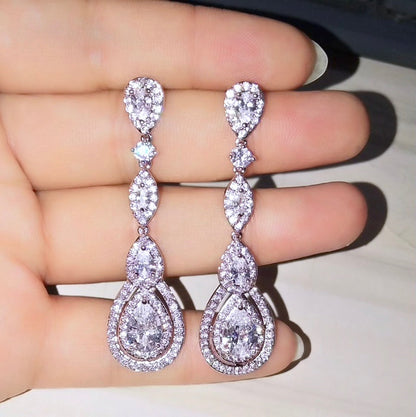 Amalfi - Cubic Zirconia Bridal Earrings - Available in Silver, Rose Gold and Yellow Gold