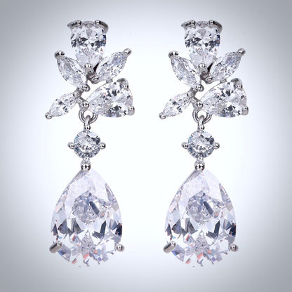 Jessica - Cubic Zirconia Bridal Earrings - Available in Silver, Rose Gold and Yellow Gold