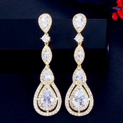 Amalfi - Cubic Zirconia Bridal Earrings - Available in Silver, Rose Gold and Yellow Gold