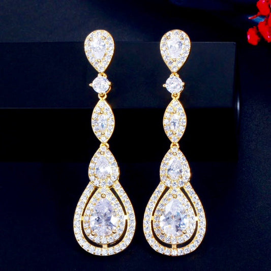Amalfi - Cubic Zirconia Bridal Earrings - Available in Silver, Rose Gold and Yellow Gold