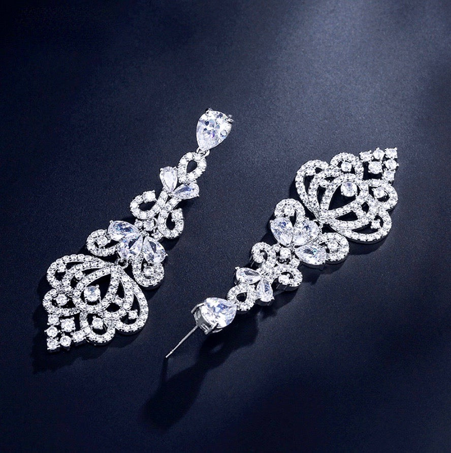 Elora - Cubic Zirconia Bridal Earrings - Available in Rose Gold, Silver and Yellow Gold