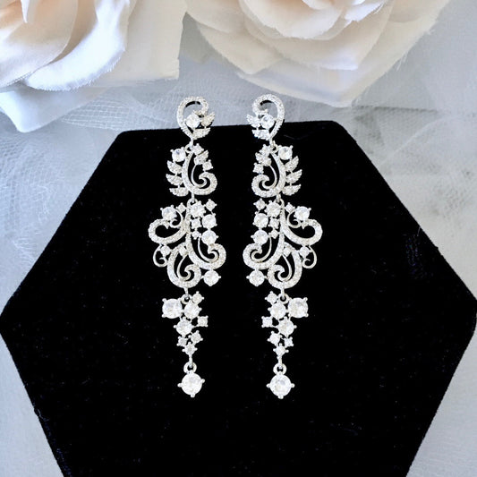 Kamea - Silver Cubic Zirconia Bridal Earrings