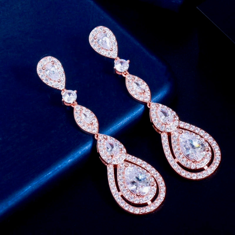 Amalfi - Cubic Zirconia Bridal Earrings - Available in Silver, Rose Gold and Yellow Gold