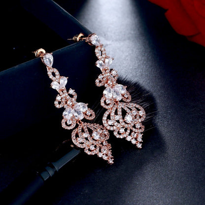 Elora - Cubic Zirconia Bridal Earrings - Available in Rose Gold, Silver and Yellow Gold