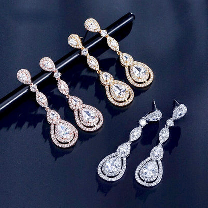 Amalfi - Cubic Zirconia Bridal Earrings - Available in Silver, Rose Gold and Yellow Gold