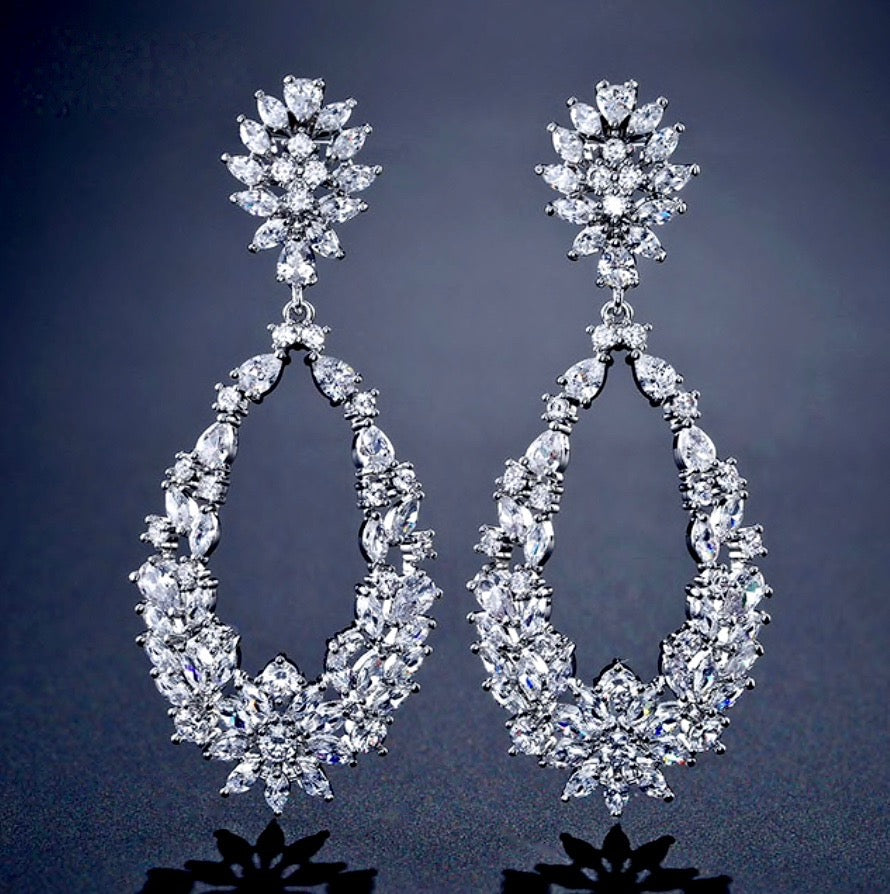 April - Cubic Zirconia Bridal Earrings - Available in Silver and Rose Gold