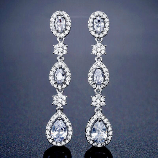 "Tiana" - Cubic Zirconia Bridal Earrings - Available in Silver, Rose Gold and Yellow Gold