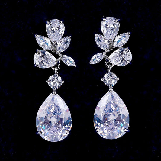 Jessica - Cubic Zirconia Bridal Earrings - Available in Silver, Rose Gold and Yellow Gold