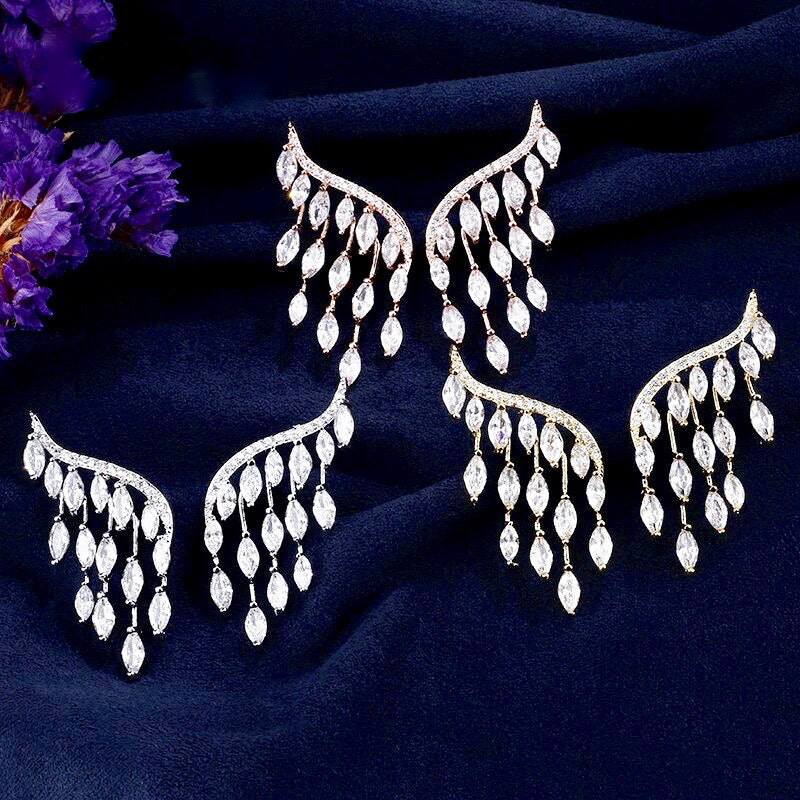 "Caroline" - Cubic Zirconia Bridal Earrings - Available in Silver, Rose Gold and Yellow Gold
