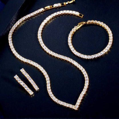 Allana - Cubic Zirconia Bridal Three-Piece Jewelry Set - Available in Silver and Gold