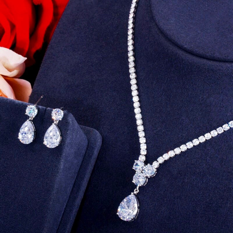 Kia - Cubic Zirconia Bridal Jewelry Set - Available in Silver and Gold