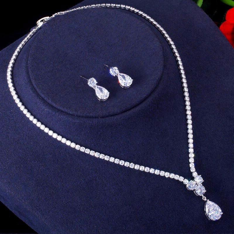 Kia - Cubic Zirconia Bridal Jewelry Set - Available in Silver and Gold
