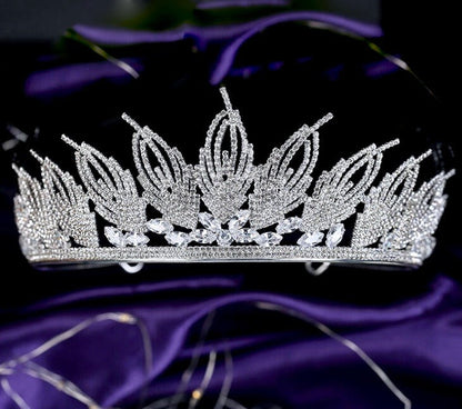 Elaine -  Cubic Zirconia Wedding Tiara - Available in Silver and Gold