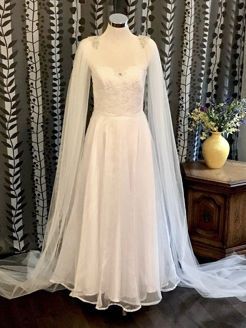 "Constance" - Wedding Cape Veil - Cathedral Length