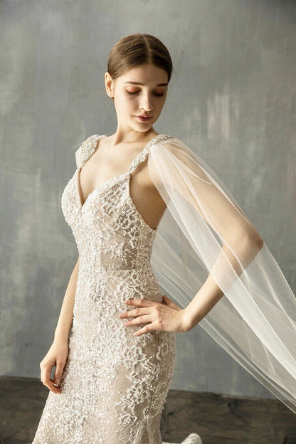 "Constance" - Wedding Cape Veil - Cathedral Length