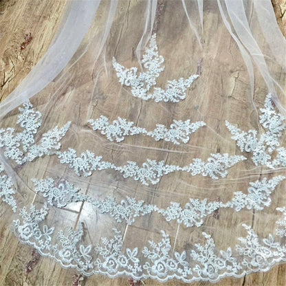 "Cianna" - Lace Edge Cathedral Bridal Veil - Available in White and Ivory