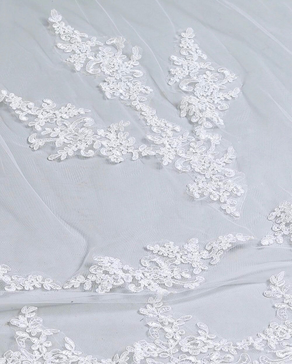 "Cianna" - Lace Edge Cathedral Bridal Veil - Available in White and Ivory