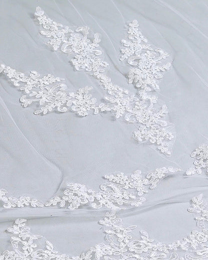 "Cianna" - Lace Edge Cathedral Bridal Veil - Available in White and Ivory