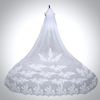 "Cianna" - Lace Edge Cathedral Bridal Veil - Available in White and Ivory