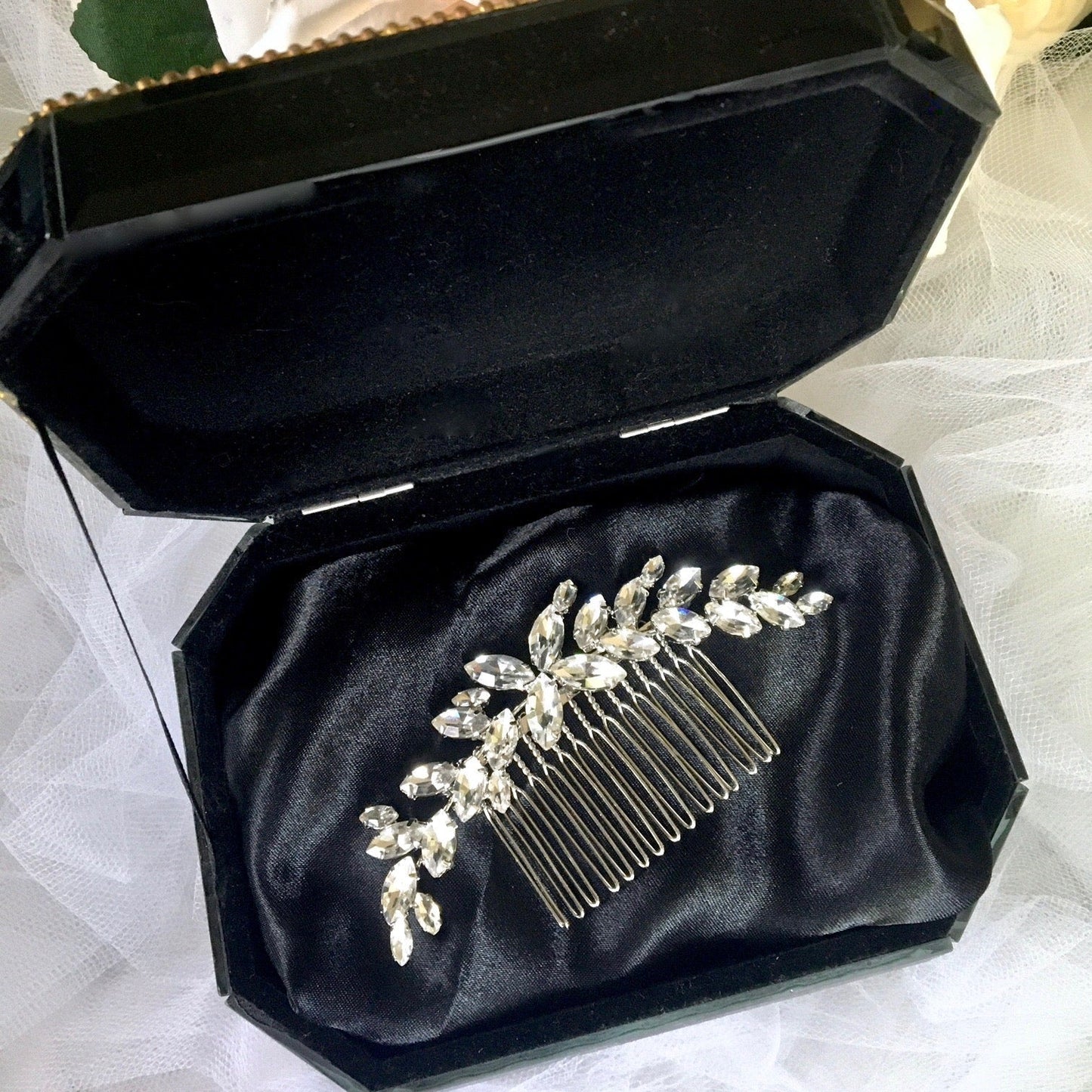 Amina - Silver Austrian Crystal Bridal Hair Comb