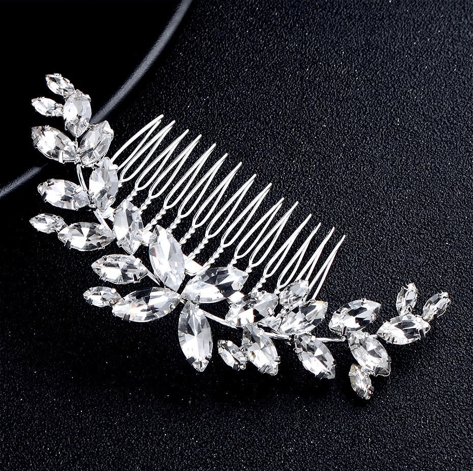 Amina - Silver Austrian Crystal Bridal Hair Comb
