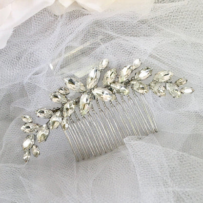 Amina - Silver Austrian Crystal Bridal Hair Comb