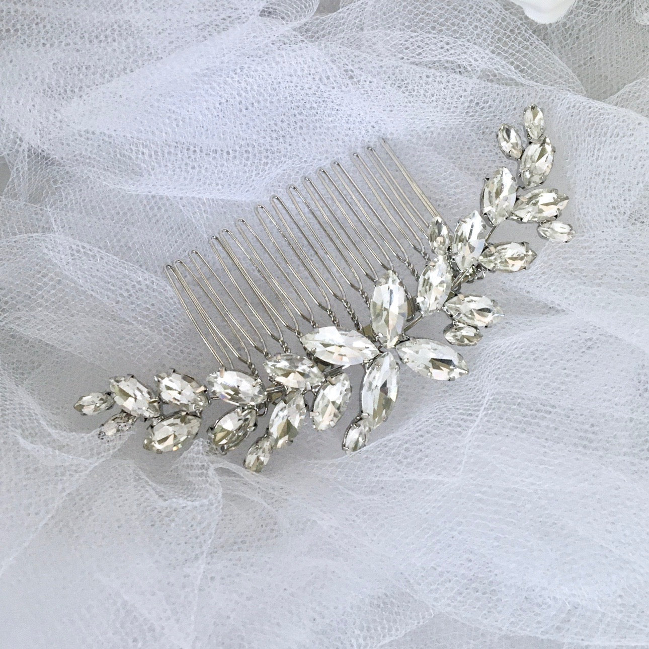 Amina - Silver Austrian Crystal Bridal Hair Comb
