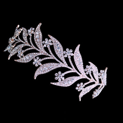 Lady Mary - Micro-Pave Crystal Bridal Half Tiara Headband - Available in Silver, Rose Gold and Yellow Gold